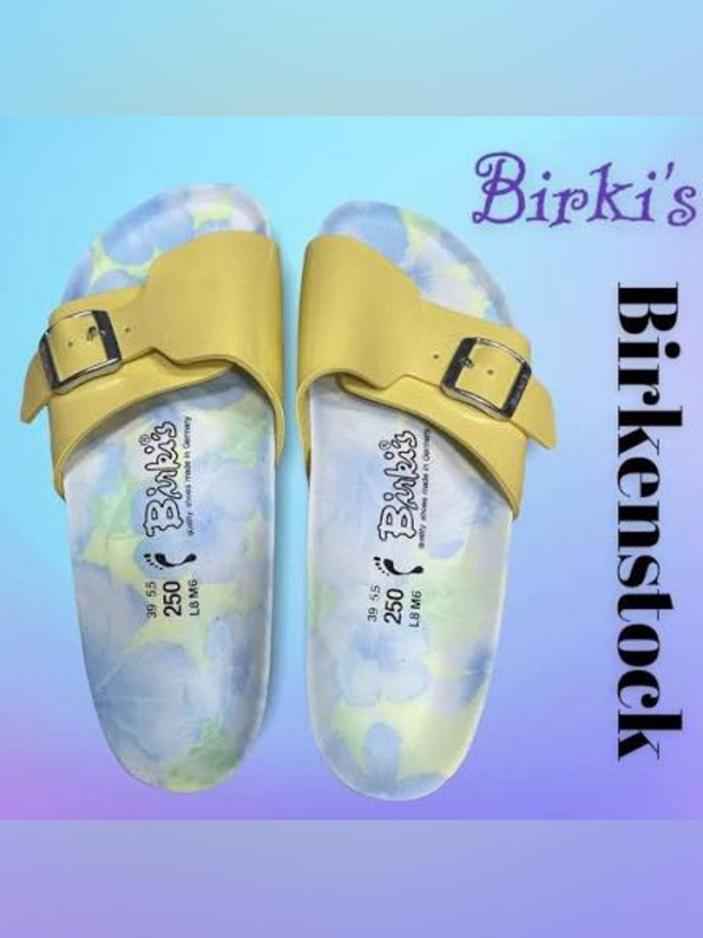 Birkenstock Catalina Birkis Yellow Single-Buckle Slide Sandals size 8-8.5